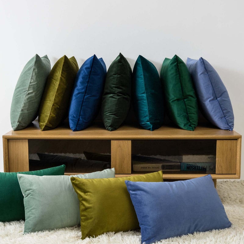 JUSPURBET Velvet Pillow Covers 20x20 inch Set of 2 Decorative Throw Pillow Covers for Couch Sofa Bed Soft Cushion Covers Cases with Hidden Zipper for Living Room Home Decor,Army Green - Image 2